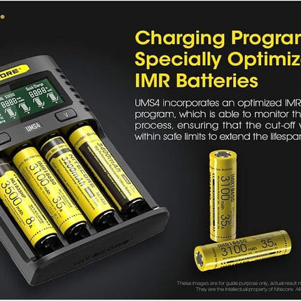 NITECORE UMS4 Intelligent USB 4-Slot Superb Battery Charger for Li-Ion, IMR, Ni-MH/Ni-Cd, 18650 26650