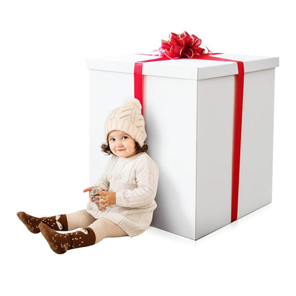 Extra Large Gift Box 28x28x28"—Giant, Jumbo, White Gift Boxes with Lid for Large Gifts, Big Presents for Birthday Surprise, Special Occasions, Unique Celebrations, Not for Heavy-Duty Storage Use