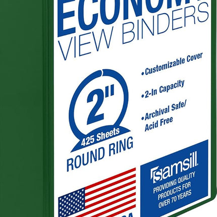 Samsill 2 Inch 3 Ring Binder, Made in USA, Economy
