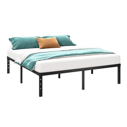 HLIPHA Metal Platform Bed Frame 16 Inch Tall,No Box Spring Needed,Queen Size Bed with Heavy Duty Strong Support Slats,Easy to Assemble,Black