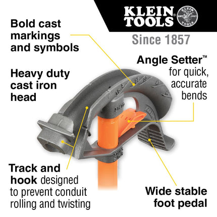 Conduit Bender 1-Inch EMT with Angle Setter Technology, Wide Foot Pedal and Benchmark Symbols Klein Tools 51605