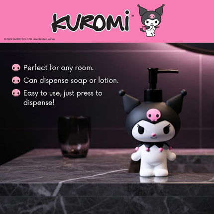 Distributeur de savon et de lotion en résine Sanrio Kuromi, 384 ml (produit sous licence officielle) par Franco Collectibles