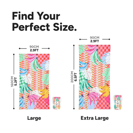 Dock & Bay Beach Towel - Quick Dry, Sand Free - Compact, Lightweight - 100% Recycled - Includes Bag - Banana Karma - Extra Large (200x90cm, 78x35)