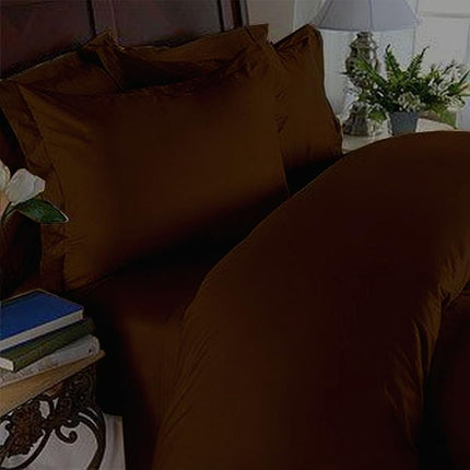 Elegant Comfort Wrinkle & Fade Resistant 1500 Premium Hotel Quality Microfiber 4-Piece Sheet Set Ultra Soft Set includes Flat Sheet, Fitted Sheet and 2 Pillowcases, King, Chocolate Brown