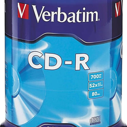 Verbatim 700MB 52x 80 Minute Branded Recordable Disc CD-R - 100-Disc Spindle, FFP 97458