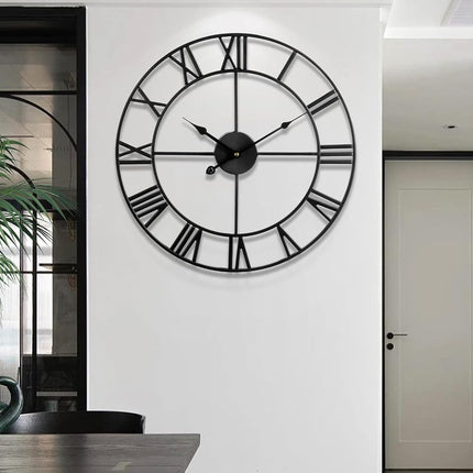 Mee 2ou Wall Clock - 47CM Non Ticking Metal Wall Clock Roman Numerals
