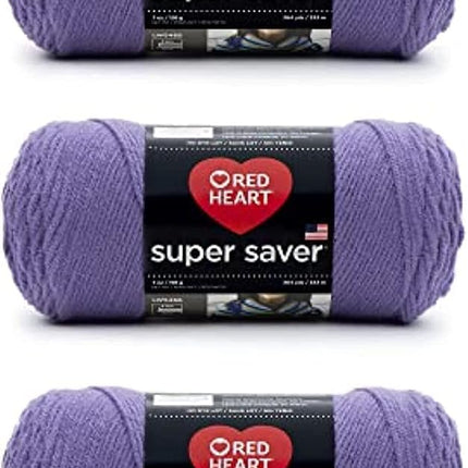Red Heart Super Saver Pack of 3 - Lavender - 7oz/198g - Acrylic - 4 Medium (Worsted) - 364 Yards - Knitting, Crocheting, Crafts & Amigurumi