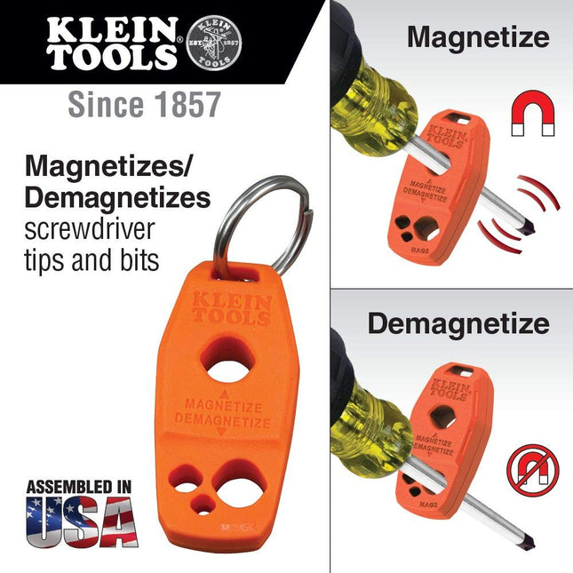 Klein Tools MAG2 Demagnetizer/Magnetizer for Screwdriver Bits and Tips, Makes Tools Magnetic with Powerful Rare-Earth Magnet