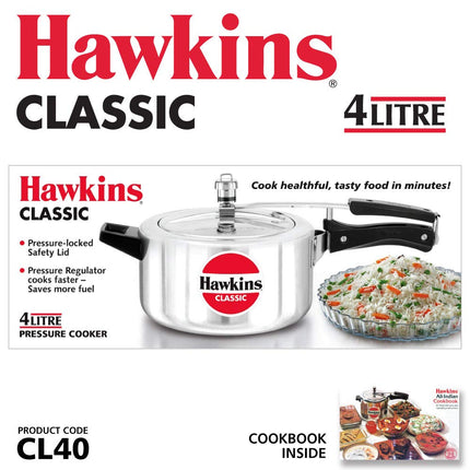 Hawkins Classic Pressure Cooker, 4 Litre Capacity