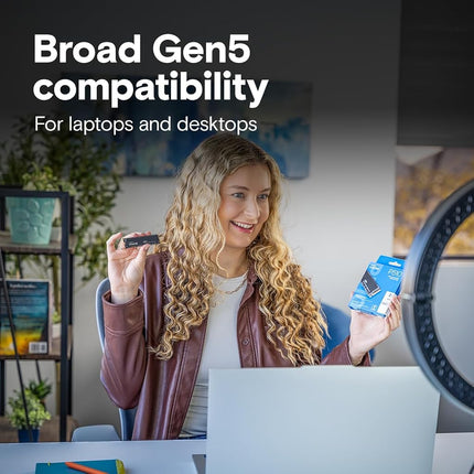 Crucial P510 1TB SSD NVMe M.2 PCIe 5.0 x4 Gen5, Read/Write Speeds up to 11,000/9,500 MB/s, Laptop & Desktop (PC) Compatible, Solid State Drive - CT1000P510SSD8-01