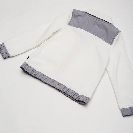 Nautica Girls' Full-Zip Fleece Jacket, Signature Logo Design, Lightweight & Wind Resistant, Cream/Grey, 16