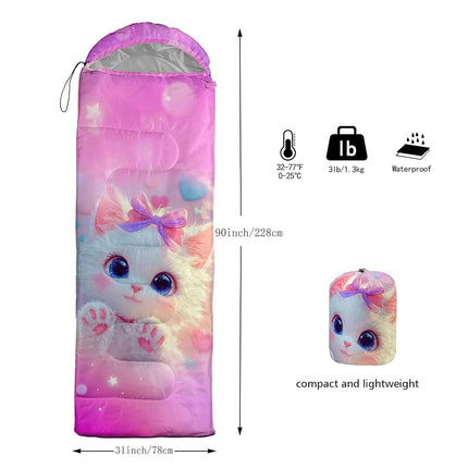 QOOMO 3D Cat Printed Camping Sleeping Bags