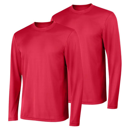 Hanes mensO482LLong Sleeve Cool Dri T-Shirt UPF 50+ (Pack of 2) Long Sleeve Shirt - Red - XL