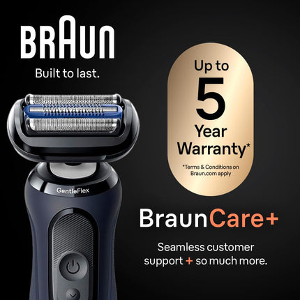 Afeitadora eléctrica Braun para hombre, Serie 6 6177cc, Afeitado en seco y húmedo, Modos de afeitado turbo y suave, Afeitadora de láminas, Azul