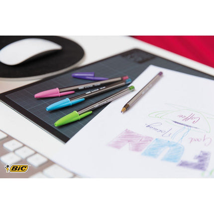 BIC Cristal Fun Ballpoint Pens - Pack of 4- Assorted Colours - Wide Point (1.6 mm) - Exciting and Eye-Catching Colours for Writing