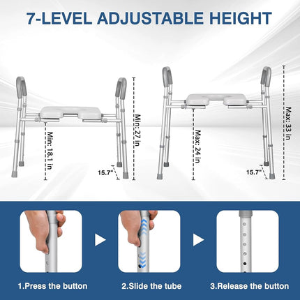LOLLIDO Raised Toilet Seat - Width & Height Adjustable Toilet Seat Risers