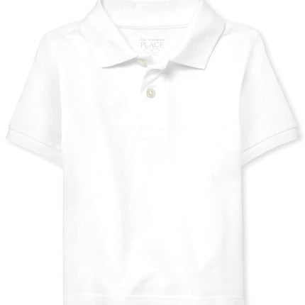 The Children's Place Baby Boys' Toddler Short Sleeve Uniform Polo, White 0049, 5T