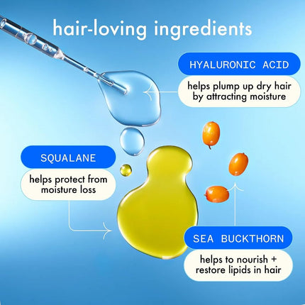 amika hydro rush intense moisture leave in conditioner spray - frizz-reducing detangling spray - hydrating hair care infused with hyaluronic acid, squalane + polyglutamic acid (200 ml)