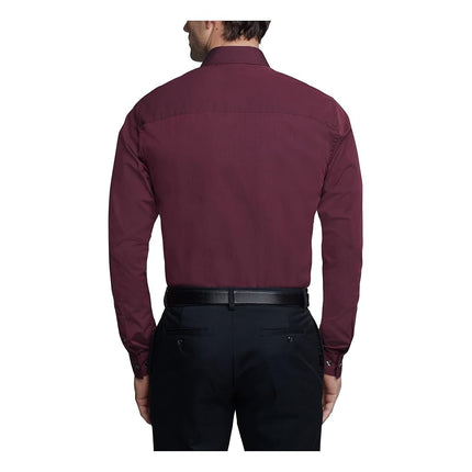 Kenneth Cole Unlisted by Men's Unlisted Dress Shirt Solid, Burgundy, 16"-16.5" Neck 34"-35" Sleeve