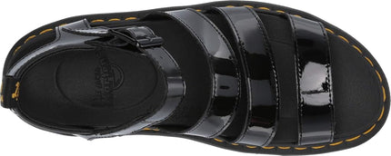 Dr. Martens Women's Blaire Patent Leather Fisherman Sandal, Black, 8 Medium UK (10 US)