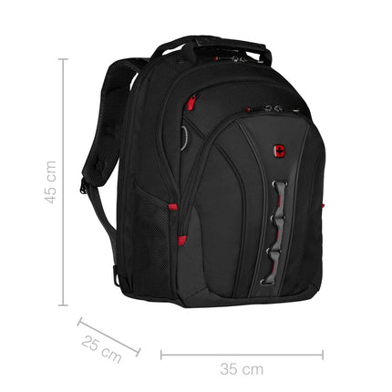 Wenger Legacy 16" Laptop Backpack, TripleProtect Padded Compartment, Airflow Back Panel, Comfort‑Fit Straps, CaseBase Stabilizing Platform, Black/Grey
