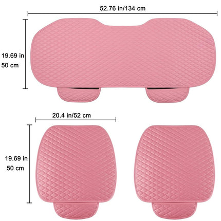 West Llama Pu Leather Car Seat Bottom Covers Protectors Include 1 Pair Front Driver Seat Pad Mat and 1 Rear Bench Cover Universal Fit 90% Vehicles,Pink
