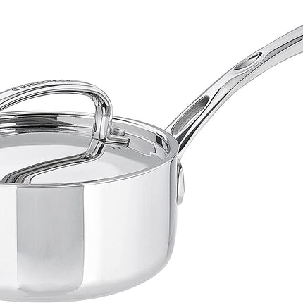 CUISINART FCT19-14 Cazo francés clásico de triple capa de acero inoxidable de 1 cuarto de galón con tapa, plateado