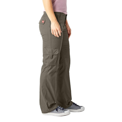 Dickies Women's Relaxed Cargo Pant, Rinsed Grape Leaf Green, 12