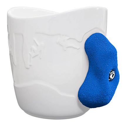 Two Stones Rock Climbing Coffee Mug (White + Blue,