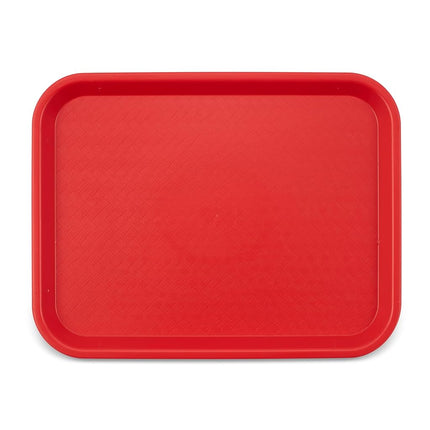 Bandeja de cafetería de Carlisle FoodService Products con superficie texturizada para cafeterías, restaurantes de comida rápida y comedores, plástico, 14" x 18", rojo, (Paquete de 12)