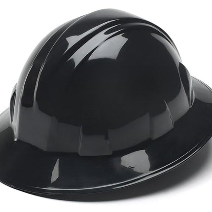 Pyramex Safety SL Series Full Brim Hard Hat, 4-Point Ratchet Suspension, Black, Medium
