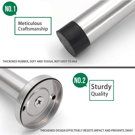 Long Doorstops, 10 Inch Stainless Steel Stopper with Mute Rubber Tip, Anti-Collision Resistance Catch Holder, Floor Wall Protector for Home Office - 1 Pack Silver