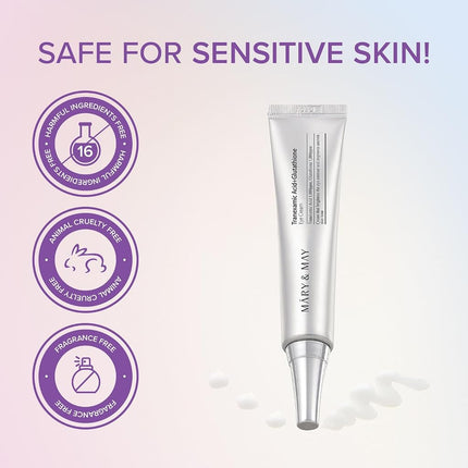 Mary&May Glutathione Eye Cream Special Set - Powerful Antioxidant, Reduces Dark Circles in the Eye, Improve Uneven Skin Tone with Vitamin C, 30ml+ Mini 10ml 2 Pack