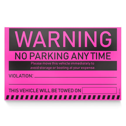 100 MESS Parking Violation Stickers Hard to Remove - Pink Tow Warnings - No Parking Stickers - Bad Parking Stickers - Super Sticky Warning Stickers for Towing Parked Cars 8x5 in, Pink