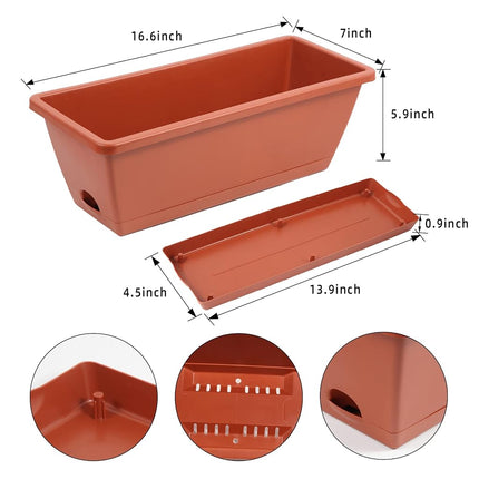 8pcs Window Box Planter,Rectangle Planters Box,Plastic Vegetable Planters