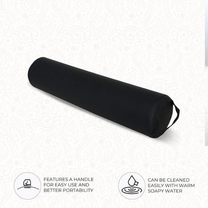 ForPro Full Round Bolster, Black, Oil and stain-resistant, for Massage and Yoga, 6” R x 26” L