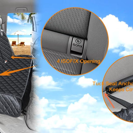 ANOSOSPECIAL Dog Car Seat Cover for Back Seat Cover for Kids ISOFIX,Non Stick Fur Rear Seat Protector for Pet,Nonslip Waterproof Durable Interior Backseat Covers for Auto Van SUV(Large,Black)