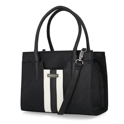 Nautica Women's Sandy Jr. Top Handel Satchel with Removable Crossbody Strap, Black Jacquard, One Size