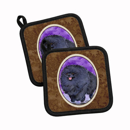 Caroline's Treasures Pomeranian, par de agarraderas SS8686PTHD, tela, multicolor