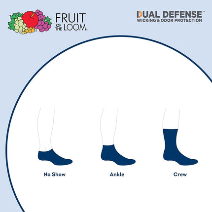 Fruit of the Loom Boys Dual Defense Cushion Comfort Ankle Socks 10 Pack, White, Boys' Shoe Size: 7-8.5