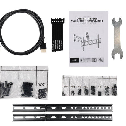 Monoprice Corner Friendly Full-Motion Articulating TV Wall Mount Bracket for TVs 32in to 70in, Max Weight 99lbs, VESA Patterns Up to 600x400, Fits Curved Screens - Cornerstone Series