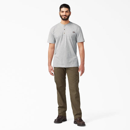 Camiseta Henley gruesa Dickies para hombre, gris jaspeado, XL