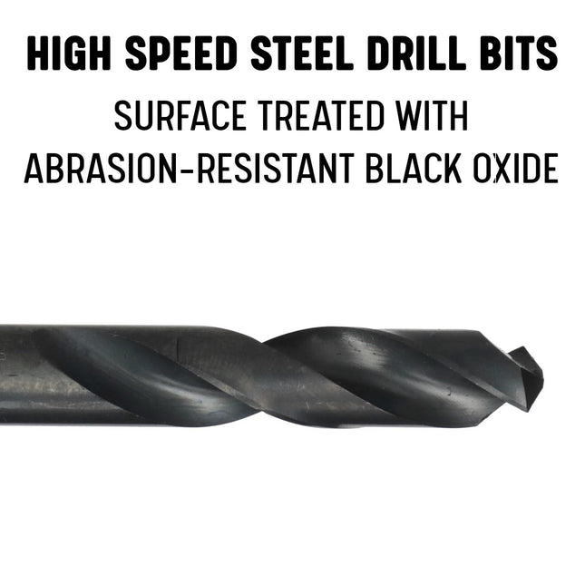 Drill America DWDST Series High-Speed Steel Screw Machine Length Drill Bit, Black Oxide Finish, Round Shank, Spiral Flute, 135 Degrees Split Point, 1-1/32" Size, Pack of 1
