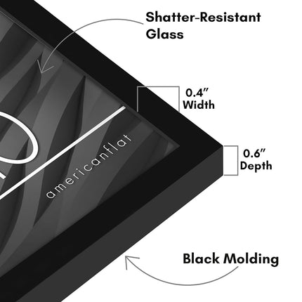 Americanflat 8x10 Picture Frame with Shatter-Resistant Glass - Streamline Collection - Thin Border Photo Frame for Wall and Tabletop Display - Hanging Hardware and Easel Back Included - Black
