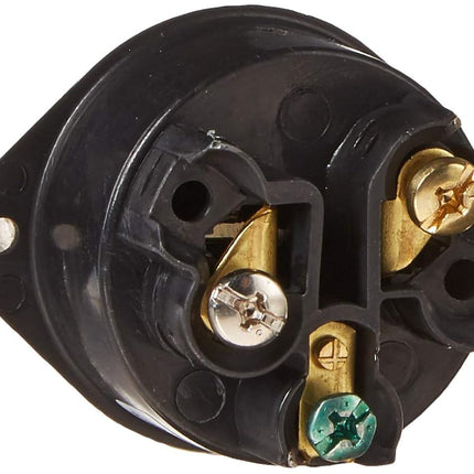 Leviton 5239 15 Amp, 125 Volt, Flanged Inlet Receptacle, Straight Blade, Commercial Grade, Grounding, Back Wired (Black)