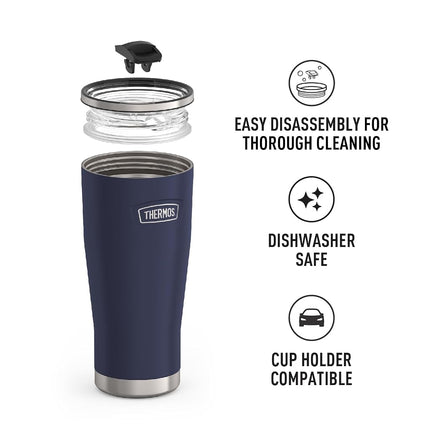 Mystic Navy-24 oz Stainless Steel Tumbler w/Slide Lock Lid