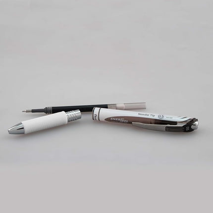Pentel Energel Rtx Retractable Pearl Pens - Needle Tip - Fine Point, 0.5 mm - Energel Liquid Gel Ink Pens, Pack of 5,+ 3 Refills