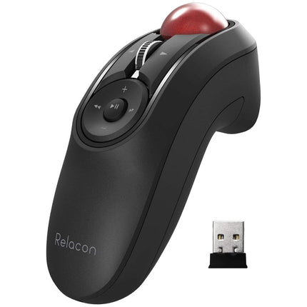 Elecom Relacon Handheld Trackball Mouse, Thumb Control, 2.4GHz Wireless, Ergonomic Design, 10-Button Function, Windows11, MacOS (M-RT1DRBK)