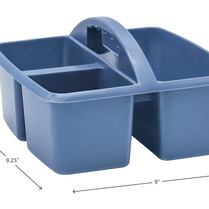 Slate Blue Portable Plastic Storage Caddy 6-Pack for Classrooms, Kids Room, and Office Organization, 3 Compartments