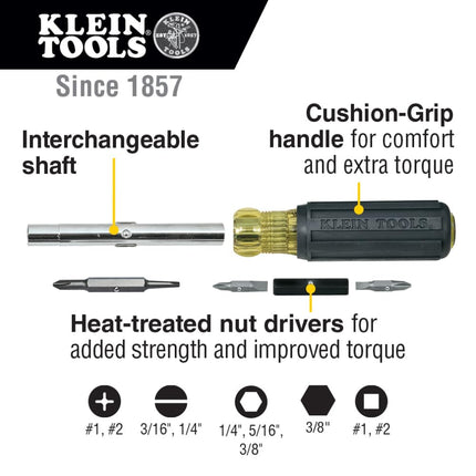 Klein Tools 32557 Heavy-Duty Multi-Bit Screwdriver/Nut Driver